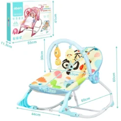 3 in 1 Babywippe Babyschaukel Babyliegestuhl Tragbare Schaukel Komfortabler Baby Schaukelstuhl Blau