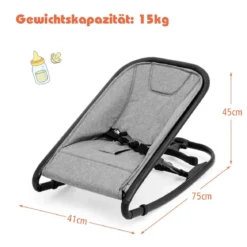 2 in 1 Babywippe und Babyschaukel klappbar Babyliegestuhl mit 2 verstellbaren Liegepositionen bis 15 kg Hellgrau