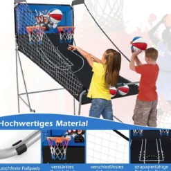 8 in 1 Basketballautomat Klappbarer Elektrischer Baskeltballständer Schießmaschine Blau