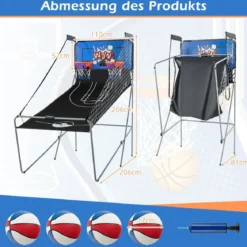 8 in 1 Basketballautomat Klappbarer Elektrischer Baskeltballständer Schießmaschine Blau