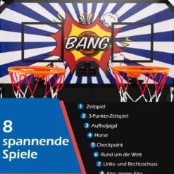 8 in 1 Basketballautomat Klappbarer Elektrischer Basketballständer Schießmaschine Weiß