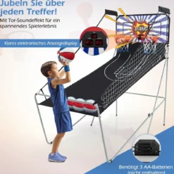 8 in 1 Basketballautomat Klappbarer Elektrischer Basketballständer Schießmaschine Weiß