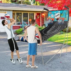 8 in 1 Basketballautomat Klappbarer Elektrischer Basketballständer Schießmaschine Grün