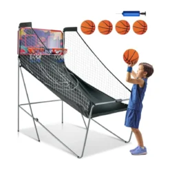8 in 1 Basketballautomat Klappbarer Elektrischer Baskeltballständer Schießmaschine Lila