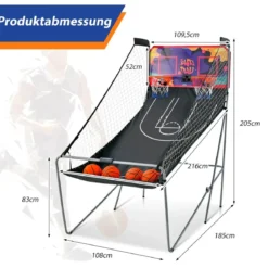 8 in 1 Basketballautomat Klappbarer Elektrischer Baskeltballständer Schießmaschine Lila