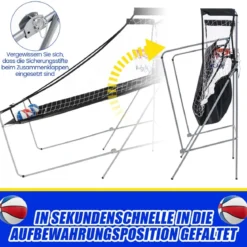 8 in 1 Basketballautomat mit 4 Bällen & Luftpumpe & 8 Spielmodi Arcade Basketballspiele Rot