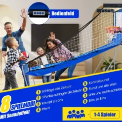 8 in 1 Basketballautomat mit 4 Bällen & Luftpumpe & 8 Spielmodi Arcade Basketballspiele Dunkelblau