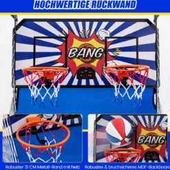 8 in 1 Basketballautomat mit 4 Bällen & Luftpumpe & 8 Spielmodi Arcade Basketballspiele Blau + Weiß