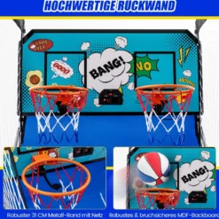 8 in 1 Basketballautomat mit 4 Bällen & Luftpumpe & 8 Spielmodi Arcade Basketballspiele Grün