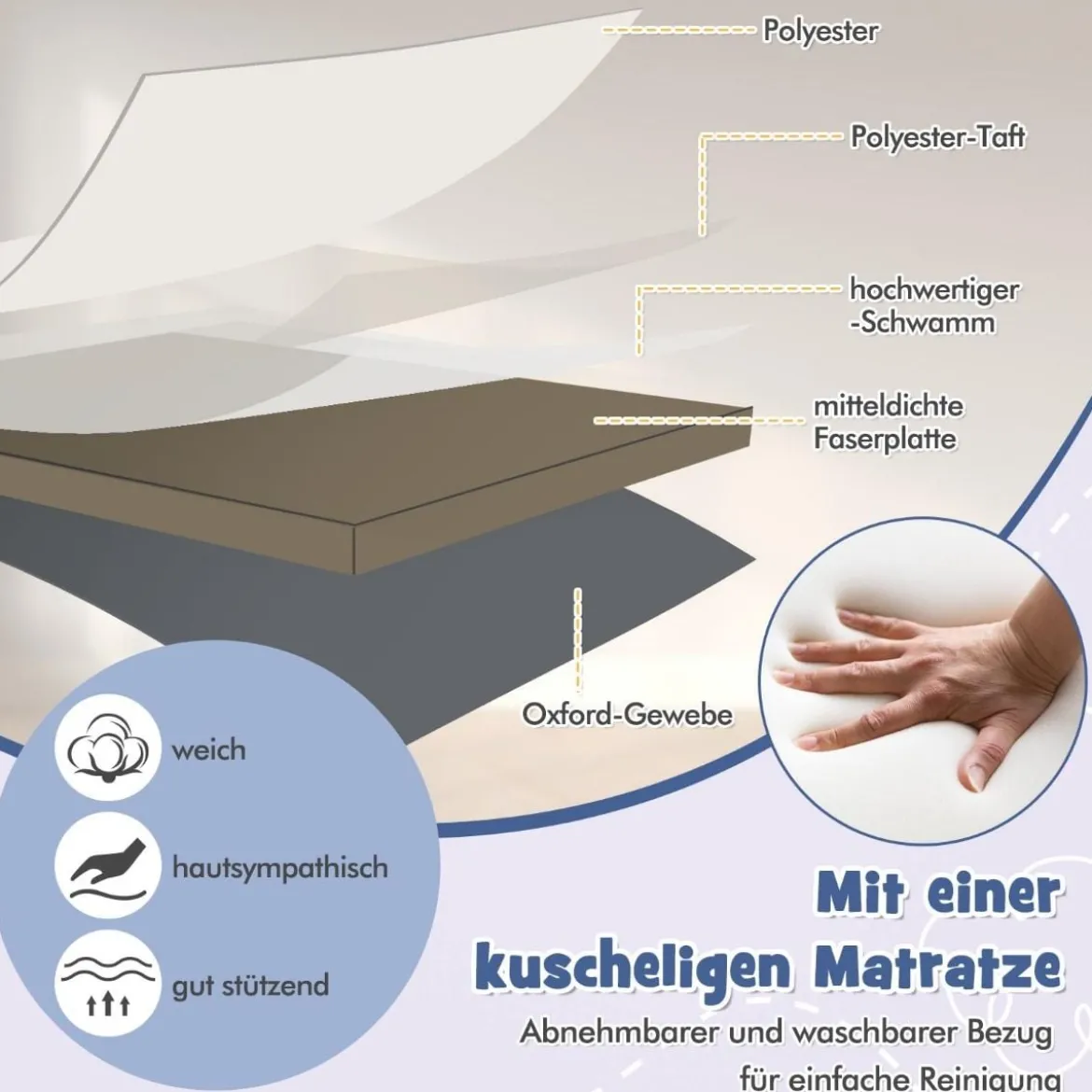 3 in 1 Beistellbett Reisebett Baby mit Matratze Babybett 6 Fach höhenverstellbar mit Aufbewahrungskorb