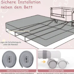 3 in 1 Beistellbett Reisebett Baby mit Matratze Babybett 6 Fach höhenverstellbar mit Aufbewahrungskorb