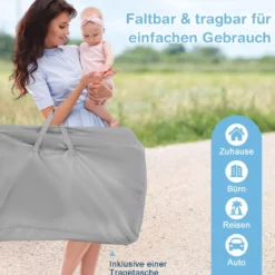 3 in 1 Beistellbett Reisebett Baby mit Matratze Babybett 6 Fach höhenverstellbar mit Aufbewahrungskorb