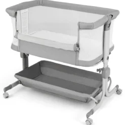 3 in 1 Beistellbett Reisebett Baby mit Matratze Babybett 6 Fach höhenverstellbar mit Aufbewahrungskorb
