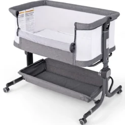 3 in 1 Beistellbett Reisebett Baby mit Matratze Babybett 6 Fach höhenverstellbar mit Aufbewahrungskorb