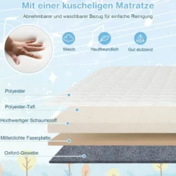 3 in 1 Beistellbett Reisebett Baby mit Matratze Babybett 6 Fach höhenverstellbar mit Aufbewahrungskorb
