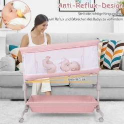 3 in 1 Beistellbett Reisebett Baby mit Matratze Babybett 6 Fach höhenverstellbar mit Aufbewahrungskorb