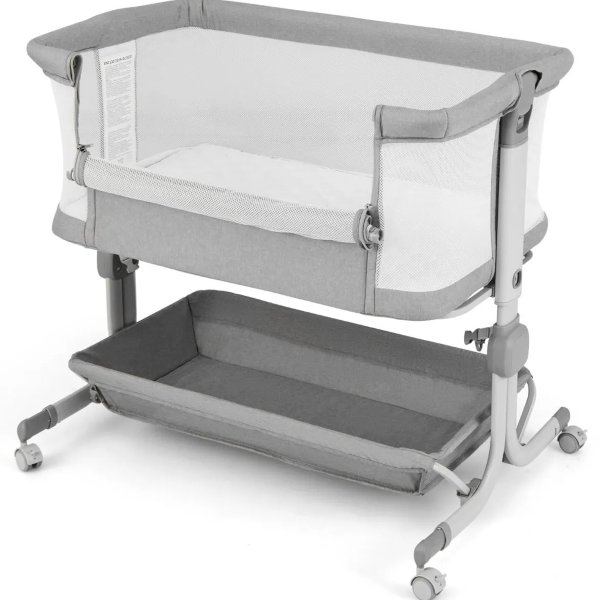 3 in 1 Beistellbett Reisebett Baby mit Matratze Babybett 6 Fach höhenverstellbar mit Aufbewahrungskorb