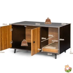 2 in 1 Beistelltisch & Katzenschrank mit Kratzbrett Katzentoilette 90 x 50 x 50 cm