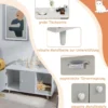 2 in 1 Beistelltisch & Katzenschrank mit Kratzbrett Katzentoilette Kaffeetisch 90 x 50 x 50 cm Grau
