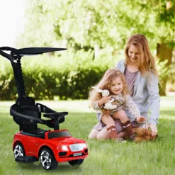 3 in 1 Bentley Kinderauto mit Verdeck & Musik & Stauraum & Licht für Kinder 1-8 J. Rot
