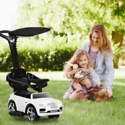 3 in 1 Bentley Kinderauto mit Verdeck & Musik & Stauraum & Licht für Kinder 1-8 J. Weiß