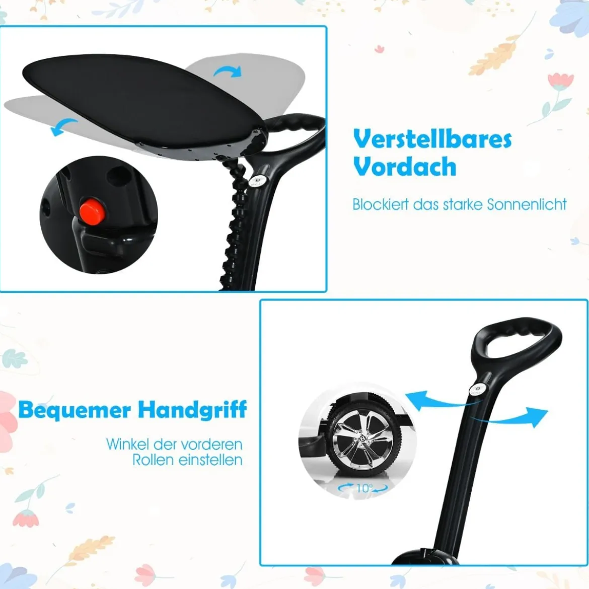 3 in 1 Bentley Kinderauto mit Verdeck & Musik & Stauraum & Licht für Kinder 1-8 J. Weiß