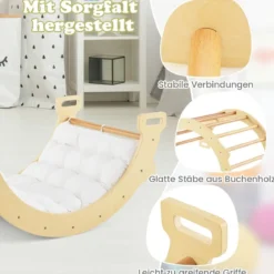 2-in-1-Bogenwippe mit Kissen Doppelseitiger Kletterbogen Natürlich
