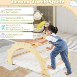 2-in-1-Bogenwippe mit Kissen Doppelseitiger Kletterbogen Natürlich