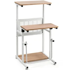 2-in-1-Bürotisch mit Höhenverstellbarer Tischplatte für Präsentationen 55 x 53 x 98 cm