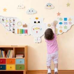 11 in 1 Busy Board Baby Eulen Aktivitätswand mit Panels Montessori Holzspielzeug Lernspielzeug