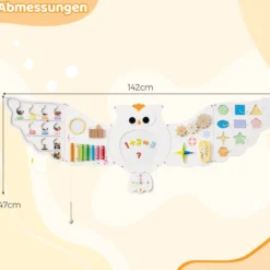 11 in 1 Busy Board Baby Eulen Aktivitätswand mit Panels Montessori Holzspielzeug Lernspielzeug