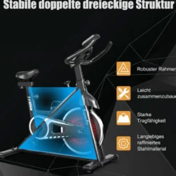 Indoor Fahrrad mit 6KG Schwungrad Heimtrainer Fitnessbike bis 120KG belastbar Rot