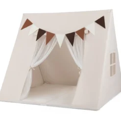 Indoor Kinder Spielzelt mit Waschbarer Gepolsterter Matte & Bunte Fahnen Schlafzelt