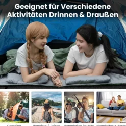 2 in 1 Doppelschlafsack Einzelschlafsack XL Deckenschlafsack mit 2 Kissen 220 x 150 cm