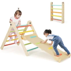 3 in 1 dreieckiges Kletterspielzeug faltbares & höhenverstellbares Dreiecksset für Kleinkinder Bunt
