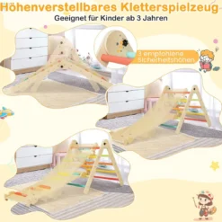 3 in 1 dreieckiges Kletterspielzeug faltbares & höhenverstellbares Dreiecksset für Kleinkinder Bunt