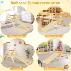 3 in 1 dreieckiges Kletterspielzeug faltbares & höhenverstellbares Dreiecksset für Kleinkinder Bunt