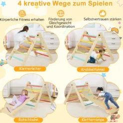 3 in 1 dreieckiges Kletterspielzeug faltbares & höhenverstellbares Dreiecksset für Kleinkinder Bunt