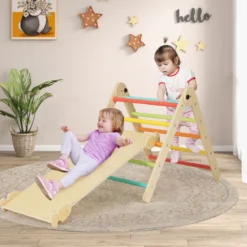 3 in 1 dreieckiges Kletterspielzeug faltbares & höhenverstellbares Dreiecksset für Kleinkinder Bunt