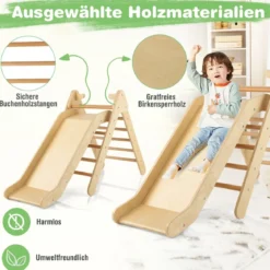 2-in-1-Dreiecks-Kletterset Dreiecke Kletterleiter aus Holz Natur