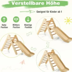 2-in-1-Dreiecks-Kletterset Dreiecke Kletterleiter aus Holz Natur