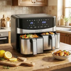 10 in 1 Dual Zone Air Fryer 85 L Heißluftfritteuse mit Sichtfenster & Touchscreen Spülmaschinenfest