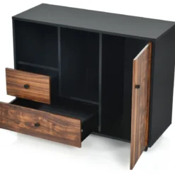 Industrieller rollender Lagerschrank tragbarer Seitenschrank Beistellschrank 90 x 35 x 69,5 cm Braun + Schwarz