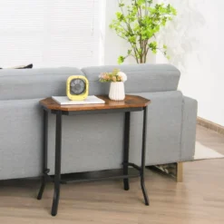 industrieller Sofa-Beistelltisch mit rustikaler Holzmaserung 64 x 32 x 61,5 cm rustikales braun
