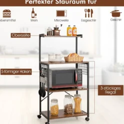 Industrielles Küchenregal 4-Stufiges Lagerregal 60 x 42 x 122 cm Braun