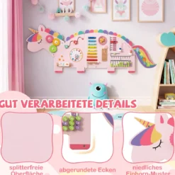 11 in 1 Einhorn Aktivitätswand für Frühe Entwicklung Busy Board Paneele für Kleinkinder Sinnesbrett