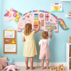 11 in 1 Einhorn Aktivitätswand für Frühe Entwicklung Busy Board Paneele für Kleinkinder Sinnesbrett