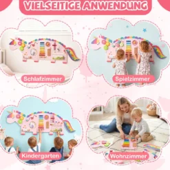 11 in 1 Einhorn Aktivitätswand für Frühe Entwicklung Busy Board Paneele für Kleinkinder Sinnesbrett