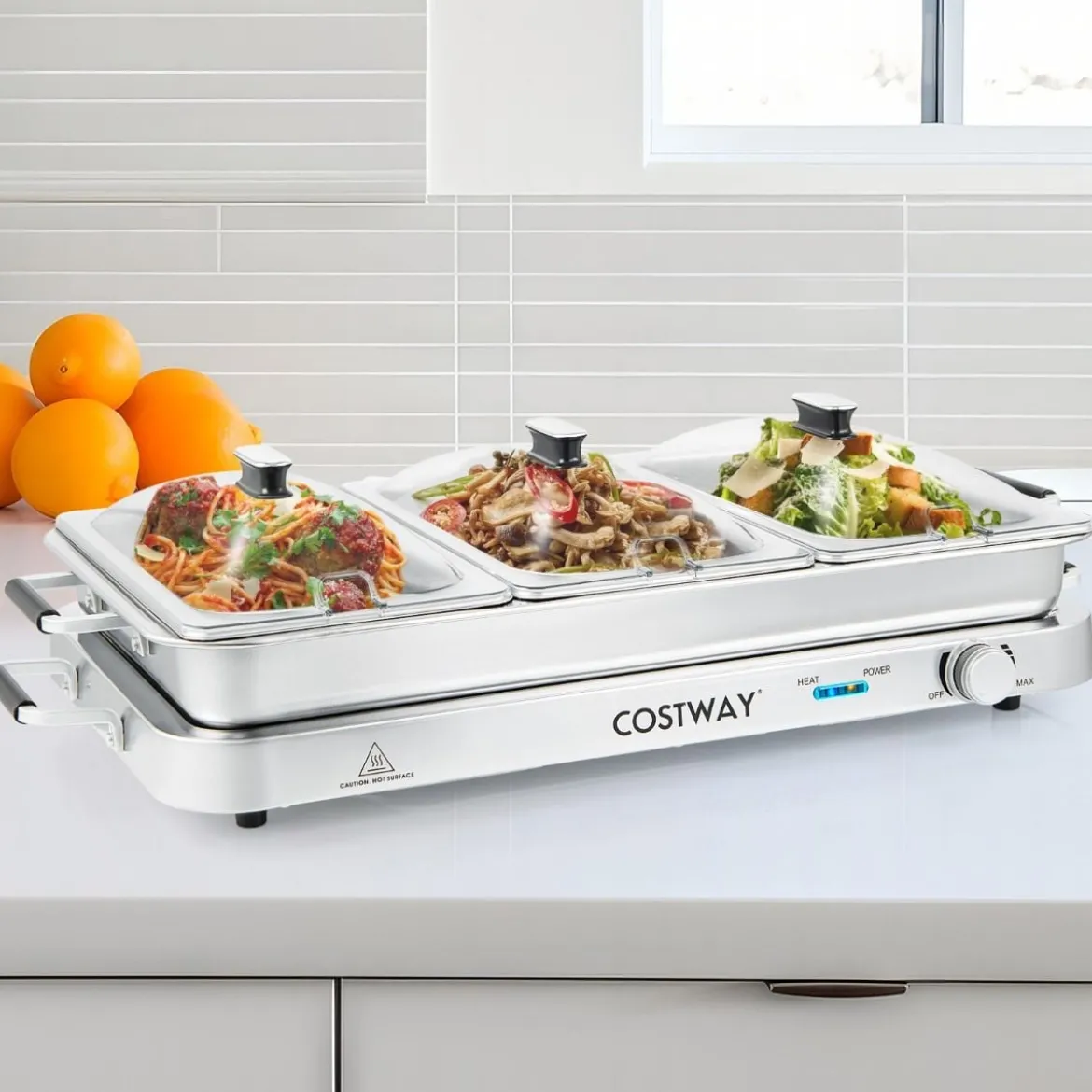 3 in 1 Elektrischer Wärmebehälter mit Temperaturregler bis 150℃ 450W Speisewärmer 9L