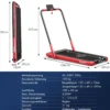 2-in-1 Faltbares Laufband mit APP & Fernbedienung Handyhalter Kompaktes Heim Laufband Rot